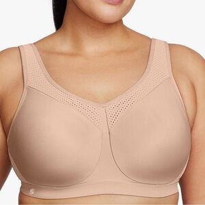 Glamorise High Impact Underwire Sports Bra Beige Women’s Plus Size 46DD Comfy
